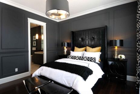 Quarto com decoração em preto e branco